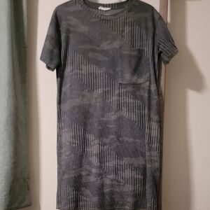 First Love Green Ribbed Mini Dress Crew Neck Short Sleeve